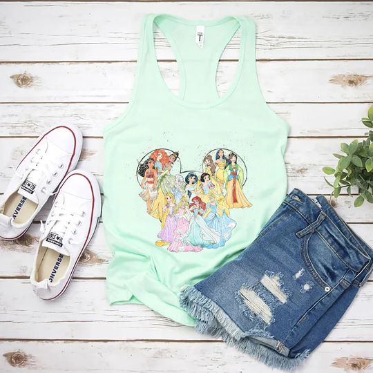 Princess Tank Top, Disney Princess Tank, Watercolor Princess Shirt