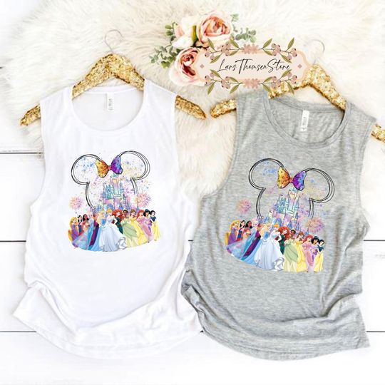 Princess Tank Top, Minnie Ear Princess Tank, Watercolor Castle Shirt, Princess Birthday Tank, Magic Kingdom Tank, Disneyland Trip Tank
