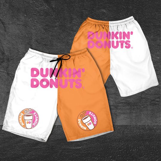 Dunkin Donuts Horizontal Text Shorts, Beer basic men Hawaiian shorts, Dunkin Donuts Beach Short