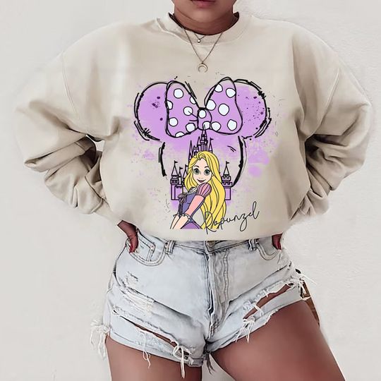 Disney Watercolor Castle Sweatshirt, Rapunzel Princess Sweatshirt