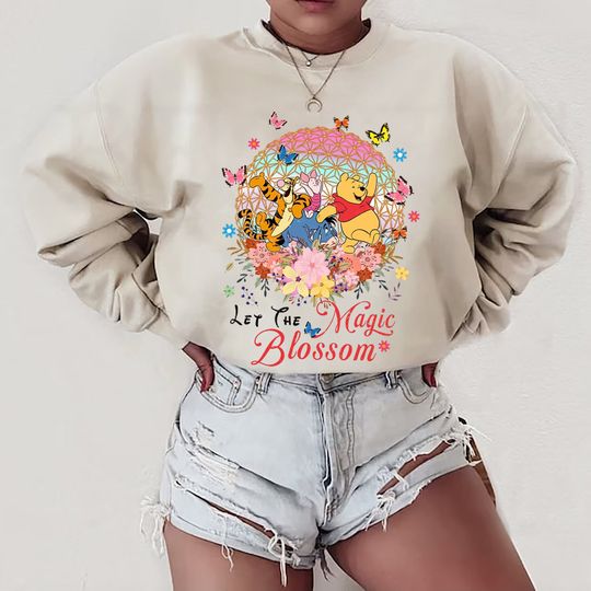 Let The Magic Blossom Sweatshirt, Pooh Bear Shirt, Disney Pooh Epcot Shirt