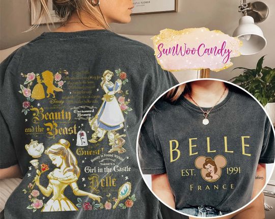 Belle Shirt, Retro Disney Princess Shirt, Disney Comfort Colors Shirt, Beauty And The Beast Shirt