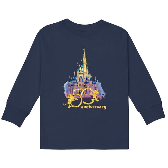 Disney 50th Anniversary Kids Long Sleeve T-Shirts, Disney Magic Kingdom Kids Long Sleeve T-Shirts, Matching Disney Family Kids Long Sleeve T-Shirts