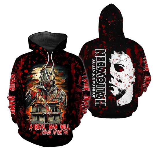 Discover Personalized Michael Myers Hoodie, Custom Halloween Hoodie