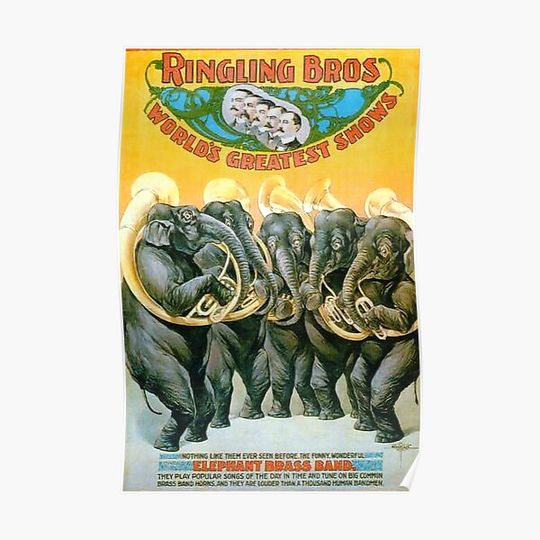 Discover Elephant Brass Band by Ringling Bros. Premium Matte Vertical Poster