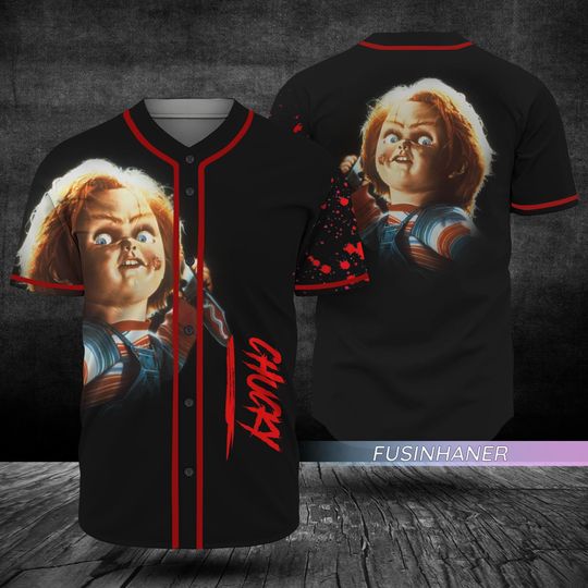 Chucky Jersey, Chucky Doll Baseball Jersey, Childs Play Chucky Black Shirt