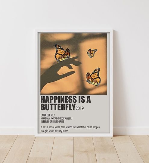 Discover Retro LDR Happiness Is A Butterfly Album Cover Posters
