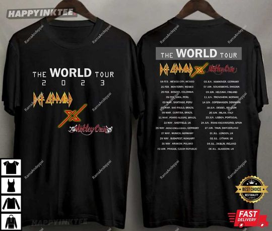 Def Leppard x Motley Crue World Tour 2023 Concert Tour Dates T-Shirt