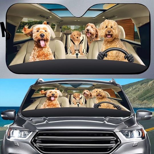 Goldendoodle Car Sunshades For Windshield Foldable Dog Lover Sun Shade