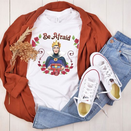 Disney Snow White Evil Queen Be Afraid Graphic T-Shirt, Princess Snow White T-shirt, Vintage
