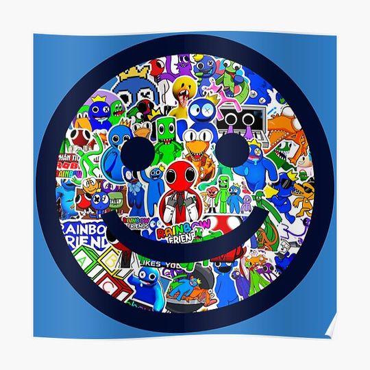Happy face Blue Rainbow Friends. Blue Roblox Rainbow Friends Characters, roblox, video game Premium Matte Vertical Poster