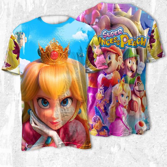 Prince Peach Mario T-SHIRT, Mario Bros Birthday T-Shirt, Mario Videos Game Shirt