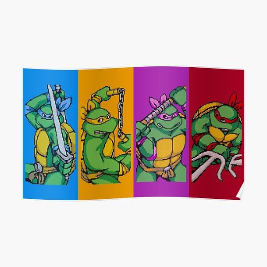 TMNT Rainbow, Pixel Arcade Edition Premium Matte Vertical Poster