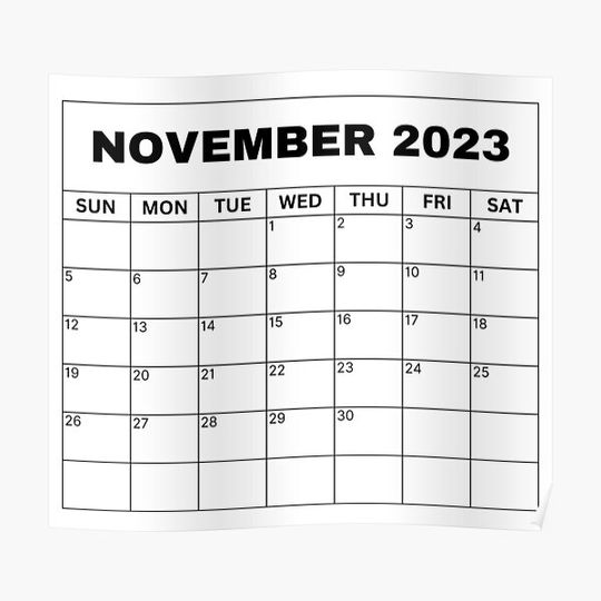 Discover November Calendar 2023 Premium Matte Vertical Poster