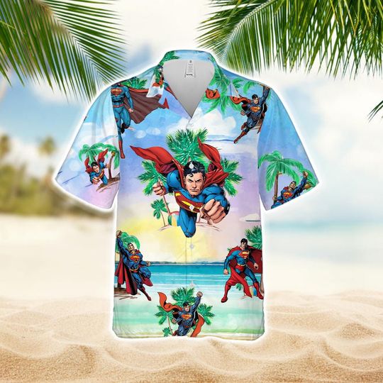 Superman Hawaiian Shirt, Beach Shirt, Super Hero family shirt, Superman Hawaiian