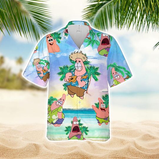 Patrick Star Hawaiian Aloha Shirt, Beach Shirt, Hawaiian Shirt, Patrick Star Hawaiian