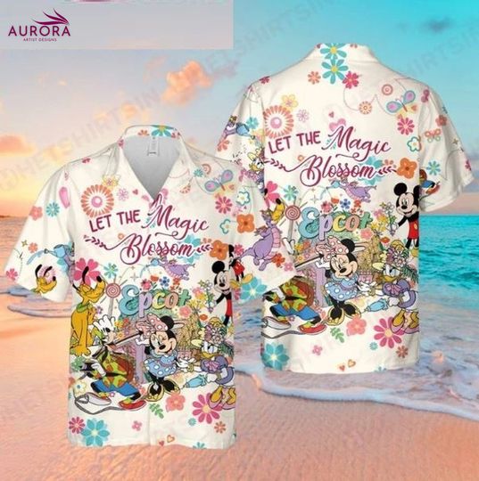 The Magic Blossom Disney Epcot Mickey Mouse Hawaiian Shirt, Mickey & Friends Shirt,  Vacation Holiday Hawaiian shirt