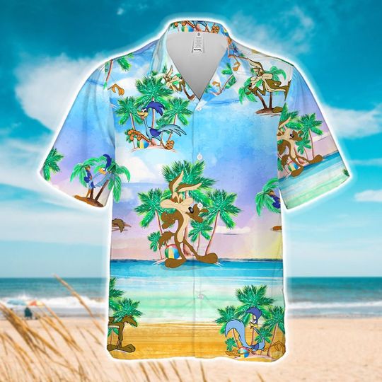 Wile E Coyote Hawaiian Shirt, Beach Hawaii Family Shirt, Summer Beach Trip, Wile E Coyote Gift For Family