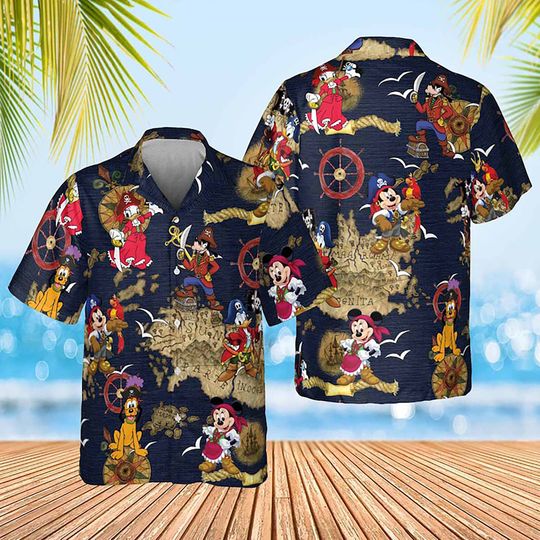Disney Pirates Of Caribbean Hawaiian Shirt, Mickey And Friends A Pirate's Life Summer Hawaiian Shirt