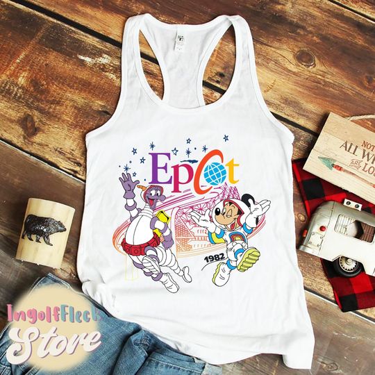 Epcot Center 1982 Tank top, Retro 80s Epcot Shirt, Mickey and Figment Shirt, Disney Family Vacation Tank