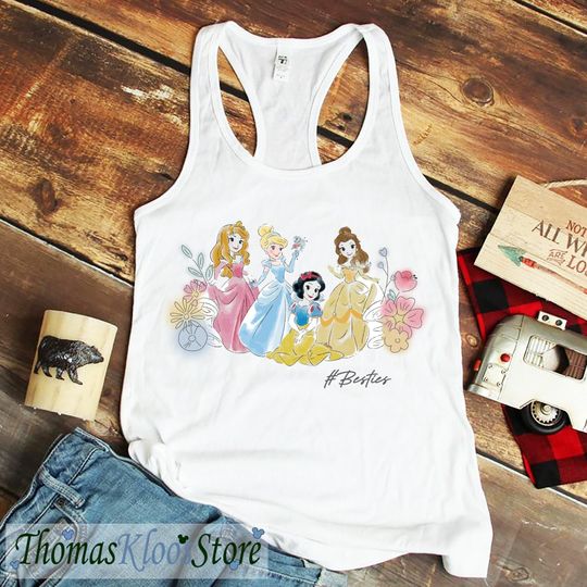 Disney Princess Tank Top, Disney Bestie Tank, Princess Flower Tank, Disneyland Trip Tank