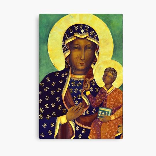 Polish Black Madonna Our Lady of Czestochowa Madonna and Child Picture Virgin Mary Painting Canvas