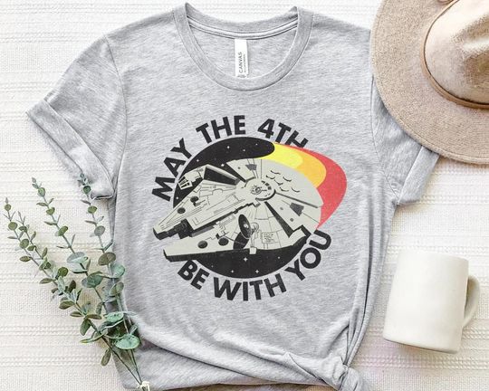 May The 4th Be With You Millennium Falcon Retro T-Shirt Disneyland Summer Trip 2023