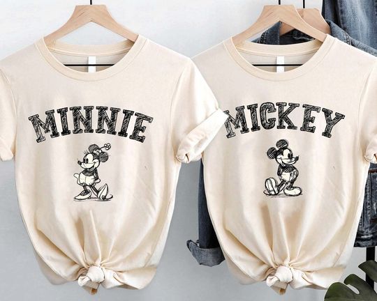 Minnie Sketch Draw Mickey Vintage Retro T-shirt Disney Summer Trip
