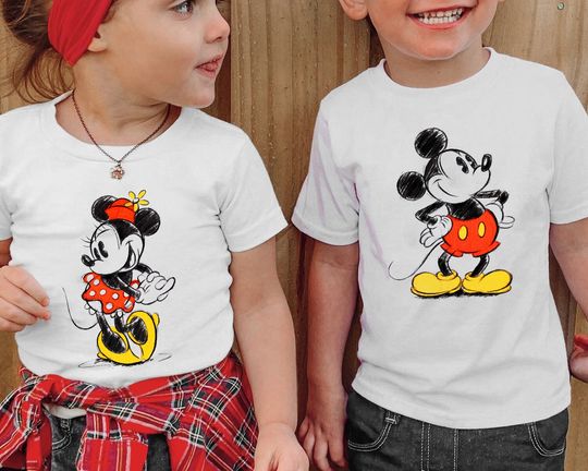 Minnie Mouse Sketch Hand Drawn T-shirt Disney Summer Trip