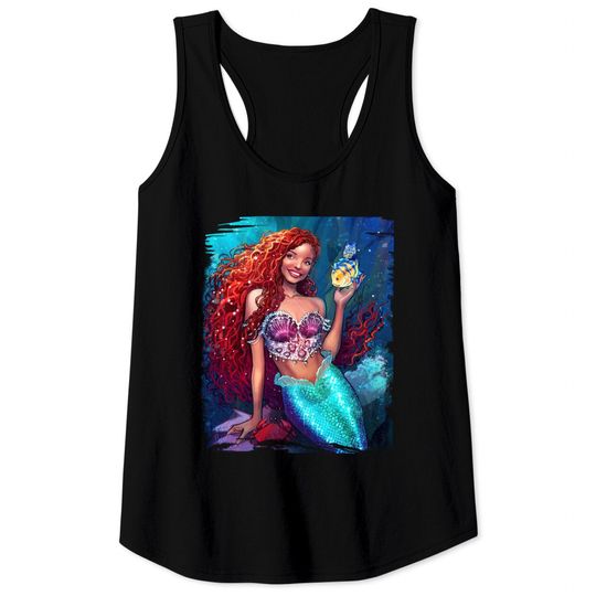 Little Mermaid - Halle Bailey - Black Little Mermaid Tank Tops Tank Tops