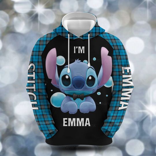 Personalized Stitch 3D Hoodie, Cute Stitch Disney Hoodie, I am a Stitch Aholic Hoodie