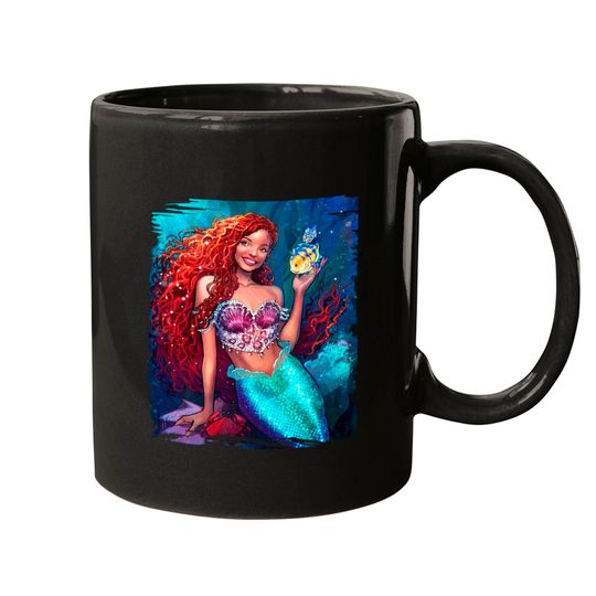 Little Mermaid - Halle Bailey - Black Little Mermaid Mugs Mugs