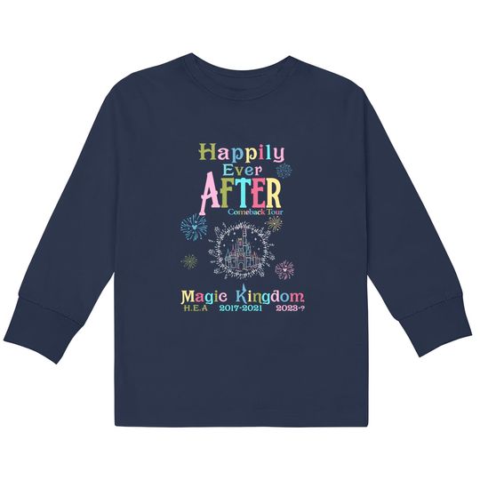Retro Happily Ever After Come Back Tour Kids Long Sleeve T-Shirts, Disneyworld Kids Long Sleeve T-Shirts, Magic Kingdom, Disney Castle