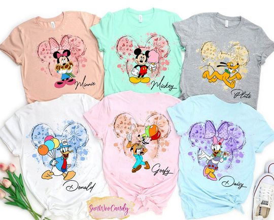 Disney Watercolor Shirt, Mickey and Friends Shirt
