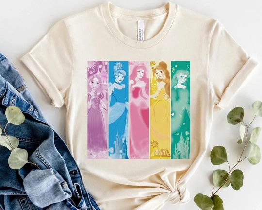Disney Princess Retro Belle Jasmine Cinde Disneyland 2023 T-Shirt