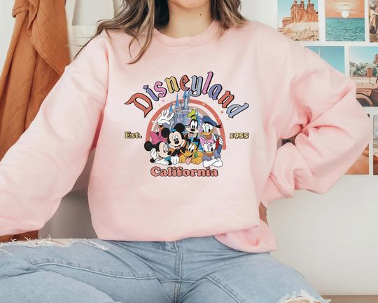 Disneyland Est 1955 California Mickey Pluto Goofy Donald Duck Sweatshirt