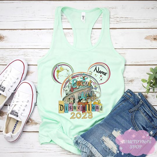 Vintage Disneyland Tank, Disney Epcot Tank, Retro Mickey and Fiend Tank