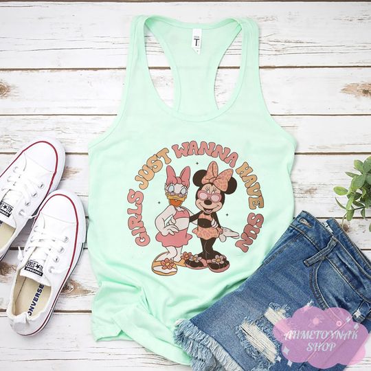 Girls Just Wanna Have Sun Shirt, Vintage Minnie Mouse and Daisy Duck Tank, Retro Disney Tank