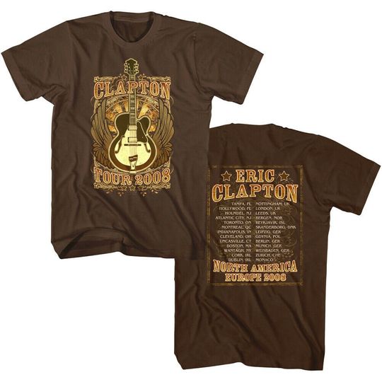 Eric Clapton Men's T Shirt | World Tour 2008 Graphic Tee