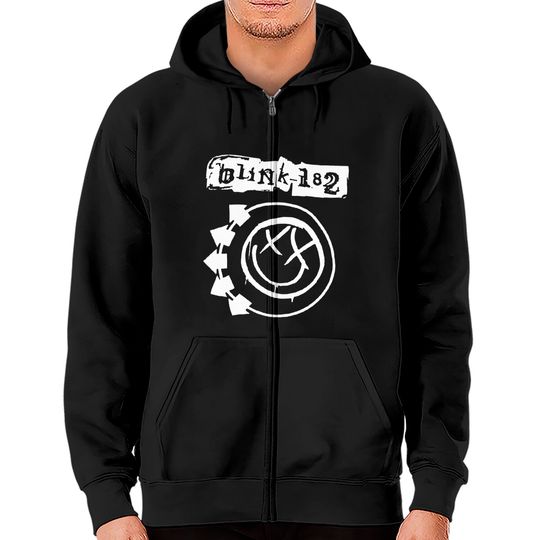 Blink Rock Band Graphic 182 Zip Hoodies | Smiley Zip Hoodies Face BlinksSweatshirt