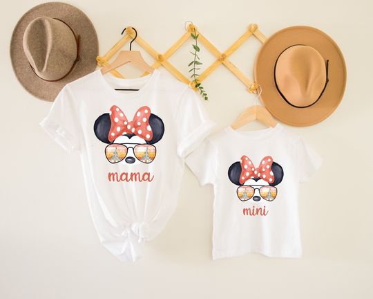 Disney Mama Mini Matching shirt, Watercolor Minnie Mouse Shirt, Mama Mini Mouse shirt