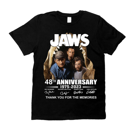 Jaws anniversary 1975-2023 horror movie t-shirt