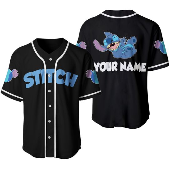 Stitch Black Blue Disney Custom Baseball Jersey Personalized Shirt