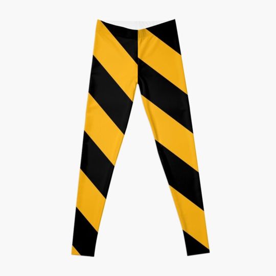 Diagonal Stripes: Black & Gold Leggings