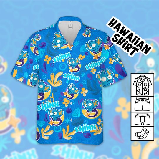PKM Shinx Fun Under Water Type hawaiian shirt, Anime 3D Beach Hawaiian