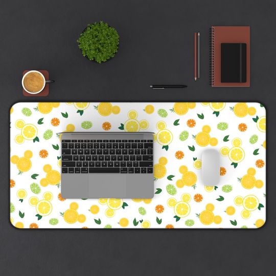 Citrus Hidden Mickey Desk Mat, Disney Office Decor, Disney Mouse Mat