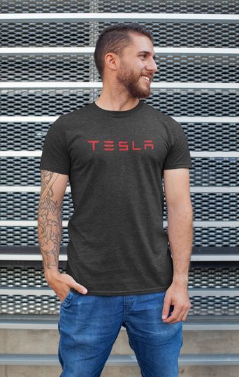 Discover Tesla Logo T-Shirt | Tesla Red Logo Shirt | Tesla Motors Logo
