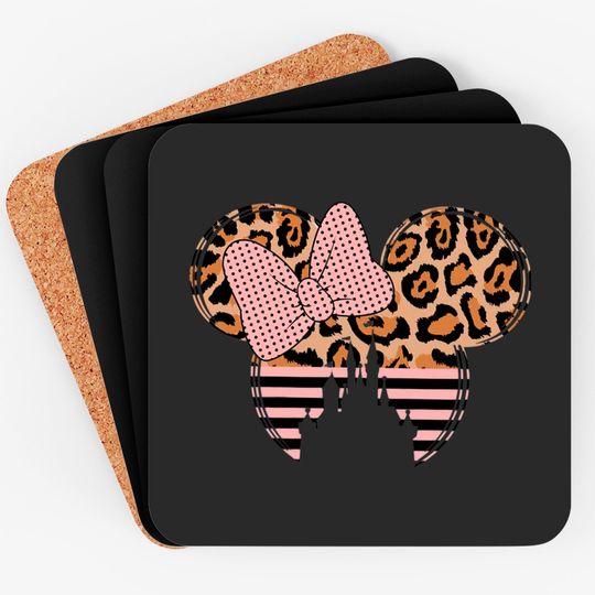 Disney Leopard Minnie Mouse Coasters, Disney Castle Coasters