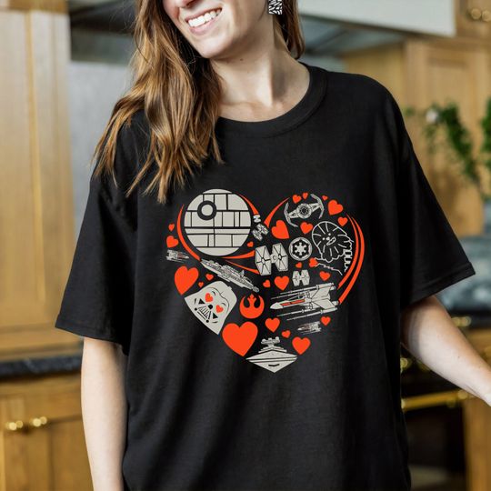 Star Wars Valentine's Day Heart Galaxy T-Shirt, Disney Couple Shirts