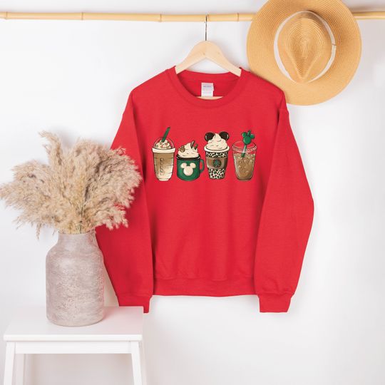 Starbucks And Disney Sweatshirt, Disney Coffee Sweatshirt, Mickey Mouse Sweatshirt